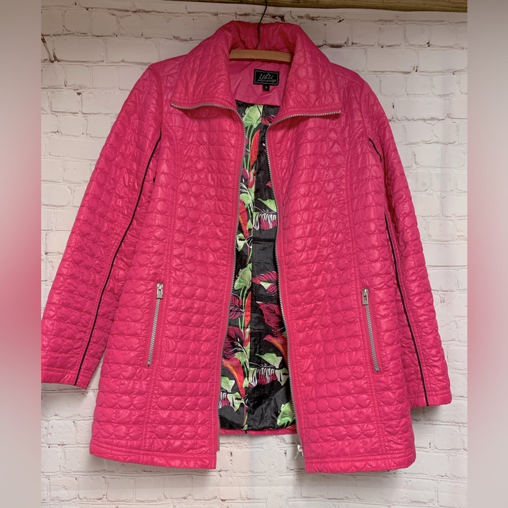 UBU Hot Pink Quilted Floral Jacket Size S 40”​